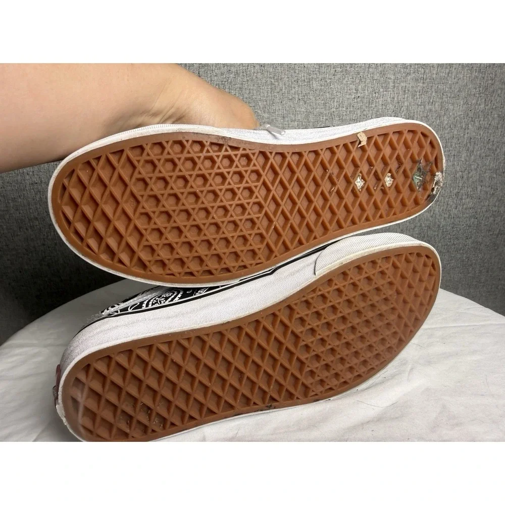 VANS Gray Black Paisely Bandana Sk8 Low Top Sneakker Skateboard Suede Shoes Sz 7